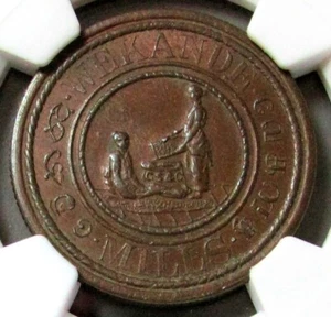 1843 (1881) CEYLON SRI LANKA WEKANDE MILLS GEORGE STEUART & CO NGC MS 62 BROWN - Picture 1 of 3