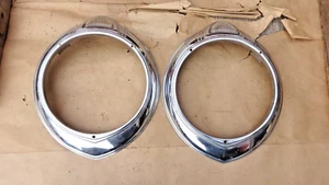 1940 Plymouth HEADLIGHT BEZELS / RINGS Original pair - Picture 1 of 24