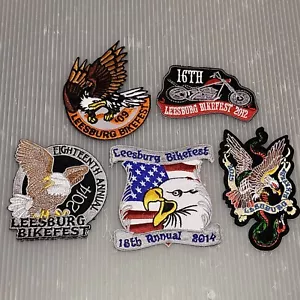 Leesburg Bikefest Patch Lot Of 5 ~ Iron-On/Sew-On Embroidered Applique Harley - Imagen 1 de 11