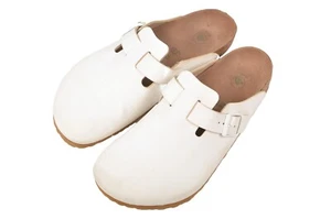 Birkenstock Boston White Eco Leather Vegan Clogs Sandals Mules Size 44 - Picture 1 of 7