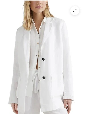 Tommy Hilfiger woman  Linen Relaxed Fit Blazer in White Size EUR38-UK10-RRP $499 - Image 1 of 4
