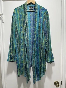 Catherines Added Dimensions Kimono Bluse Damen 5X Pfauenfarben Blau Grün - Bild 1 von 8