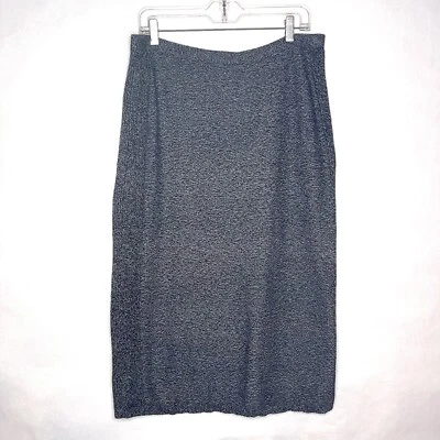 J.Jill Sweater Skirt PURE JILL Size M Marled Knit midi Charcoal Stretch Pull on  - Image 1 of 4