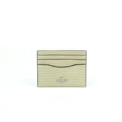 Coach Pale Green Lizard Embossed Leather Slim ID Card Case NWT CR844 - Image 1 of 2