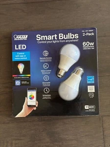 FEIT Electric 2 Pack Color WIFI Smart LED Light Bulbs 60W Control with App or Vo - Picture 1 of 2