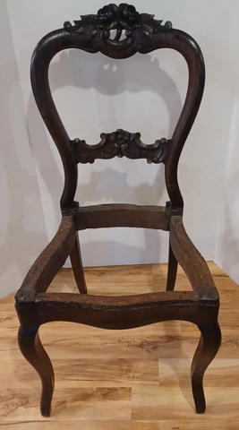 3 Antique Dark Walnut Side Chairs - Hand Carved w/ Roses and Dogwood Flowers Cover