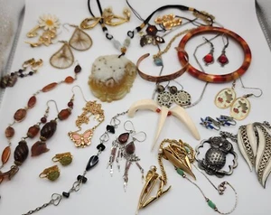 Vintage Boho Hippie Kostüm Schmuck Menge gemischte Materialien tragbar Wiederverkauf Geschenk - Bild 1 von 24