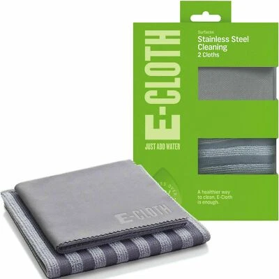 E-Cloth Stainless Steel Microfibre Clean & Polishing Cloths, No Chemicals Pk2 - Image 1 of 4