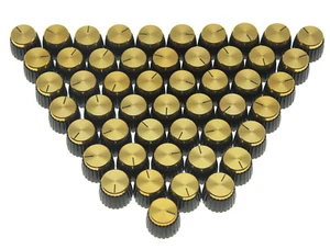 50x Guitar AMP Amplifier Knobs Black w/ Gold Cap Push on Knob fits Marshall AMP - Picture 1 of 6
