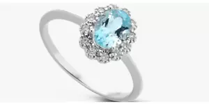Anello Lucciole in oro bianco con diamanti e acquamarina ANFOXOV/3A - Foto 1 di 1