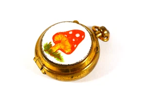 Mushroom Pill Box Hand Painted Amanita Muscaria Vintage Trinket Locket - Picture 1 of 8
