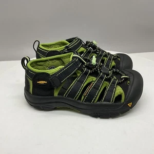 Keen Newport H2 Sport Sandals Kids 12 Trail Hiking Water Shoes Black Lime - Picture 1 of 9