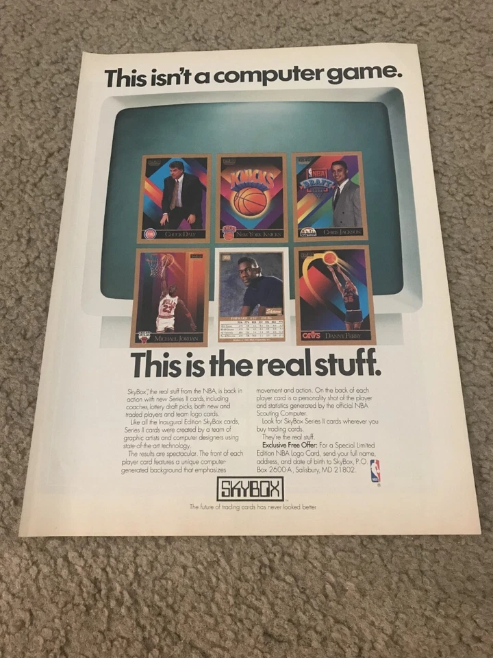 Vintage 1990-1991 MICHAEL JORDAN BASKETBALL CARDS MICHAEL JORDAN Print Ad - Image 1 of 1