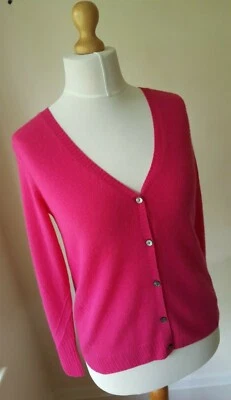 BNWT Pure Collection Vibrant Pink Deep V-Neck Cashmere Cardigan (UK 12) RRP £150 - Image 1 of 4