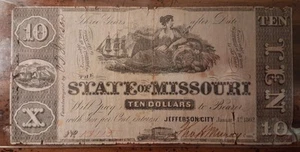MO 10 $ JEFFERSON CITY Bundesstaat Missouri 1. Januar 1862 Cr. 4A  - Bild 1 von 2