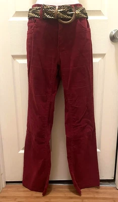 Faded Glory Pants Womens 16 Red Corduroy Stretch Straight Leg Belted 2000s Y2K - Image 1 of 4