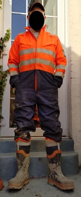 mens PORTWEST Orange & Blue Hi Vis work overalls boilersuit 40-41" Chest 31" Leg - Image 1 of 4