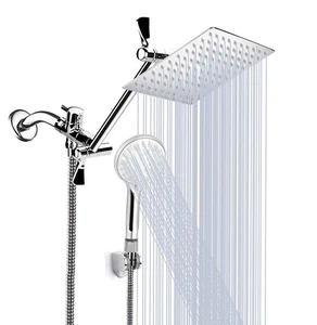 10 Inch High Pressure Rainfall Shower Head/Handheld Shower Combo with 11 Inch... - Picture 1 of 7