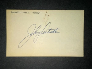 1948 Braves: Johnny Antonelli, tarjeta firmada 3x5, fallecida 2020 - Imagen 1 de 1