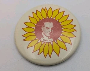 Prendedor político Landon girasol 1980 reproducción 1 1/2" diámetro - Imagen 1 de 2