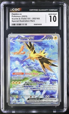CGC 10  Zapdos ex 202/165 Special Illustration Rare Pokemon 151 English Gem Mint - Image 1 of 3