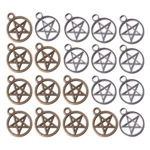 60X Pentagramm Stern Charms Anhänger Silber Bronze Gothic Kette Armband Pendant - Picture 1 of 4