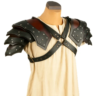 Warwolf Pauldrons Leather Armor larp Renaissance cosplay Halloween costume SCA - Image 1 of 4