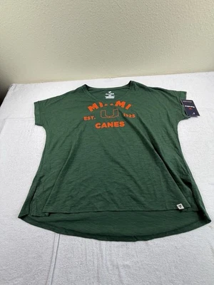Camiseta Camiseta NCAA Miami Hurricanes Manga Corta Cuello en V Verde Mujer Damas Talla Lg Foto 1 de 4