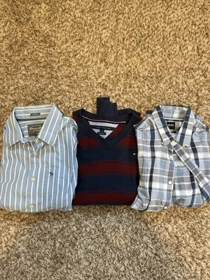 Lote de 3 camisas de vestir para hombre Tommy Hilfiger 100 % algodón Pima, Boss y A&F  Foto 1 de 4
