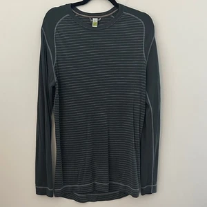 Smartwool Dark Gray Striped Long Sleeve Tee Large EUC - Picture 1 of 8