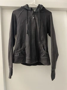 Lululemon Hooded jumper Size 10 (au 14) Frill Around Good Full Zip Black - Picture 1 of 9