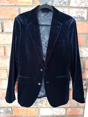 Mens Bonobos 2 Button Italian Navy Blue Velvet Blazer Jacket Slim Fit 38 - Image 1 of 4