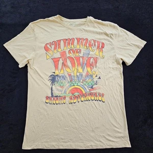 Summer of Love 1985 Yellow Short Sleeve Cotton Blend Oversized T-Shirt Women's S - Picture 1 of 9