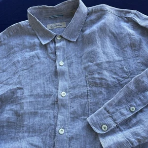 Tommy Bahama Relax Linen Chambray Shirt XXL Gray Long Sleeve 100% Linen - Picture 1 of 15