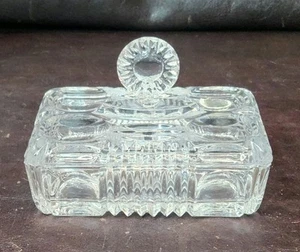 Vintage Hand Cut Lead Crystal Cigarette/Trinket Box, Germany, 5.25” X 3.75”, EUC - Picture 1 of 11