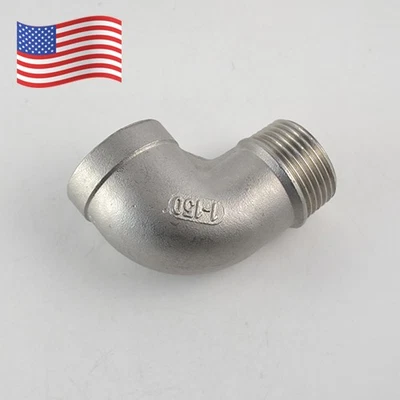 1" NPT Female to Male Elbow 90 Degree Threaded Pipe Fitting Stainless STEEL - Image 1 of 4