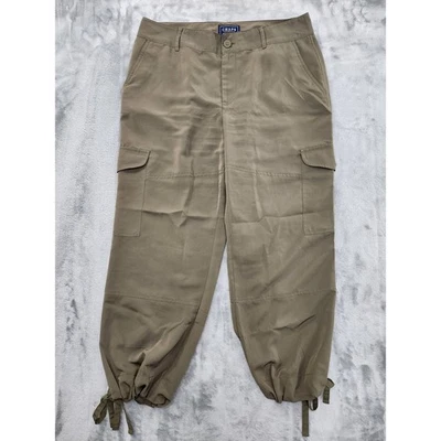 Vintage Chaps Pants Womens 10 Green High Rise Crop Cargo Tie Hem Gorpcore Casual - Image 1 of 4