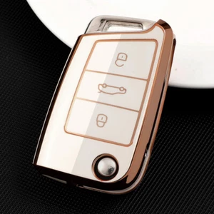 Schlüssel Hülle Schutzhülle Key Cover Hülle Für VW Volkswagen Skoda Golf CC Seat - Picture 1 of 9