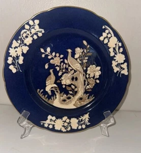 Copeland Spode Cobalt Blue Peacocks Birds Raised Floral Gold Gilded Plate RARE - Picture 1 of 7
