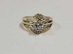 14k Yellow & White Gold Wedding Ring With Round & Baguette Diamonds 1.25 ctw. - Picture 1 of 14
