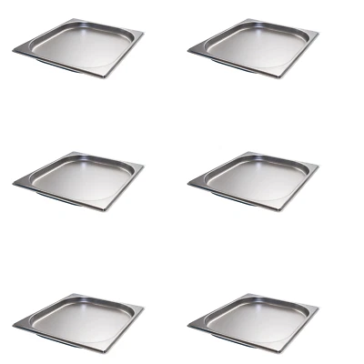 AcMax 6 Stück GN 1/2 Gastronormbehälter GN Behälter Edelstahl 1,25 Liter Tiefe 2