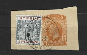 CYPRUS NICOSIA cds POSTMARK CANCEL ON KGV 1/4pi UPRATED WRAPPER - Picture 1 of 1
