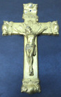 Antyk 9" Odlewany metal INRI Krzyż Krucyfiks Złota powierzchnia C & B MFG. Jezus katolik