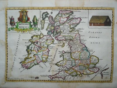 Mapa antiguo de la Gran Bretaña romana por Robert Morden 1720 Foto 1 de 4