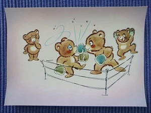 Old Postcard Ak Bears Teddy Bears Teddys Boxring Boxing Martial Arts - Picture 1 of 2