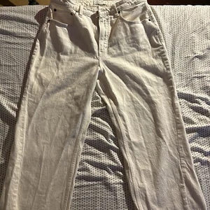 Abercrombie & Fitch White Linen Blend High Rise Wide Leg Pants Women's Size M - Picture 1 of 5