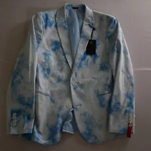NEW J. Ferrar 40S Blue Tie Dye Slim Fit Mens Sport Coat Suit Jacket - Picture 1 of 24