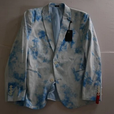 NEW J. Ferrar 40S Blue Tie Dye Slim Fit Mens Sport Coat Suit Jacket - Image 1 of 4