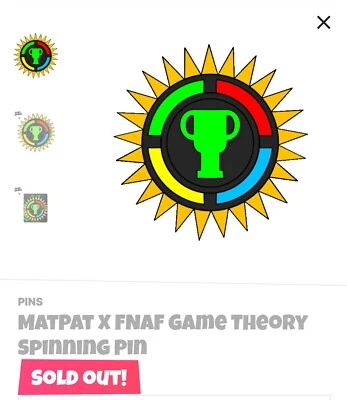 Youtooz * Pin Collection * Matpat X FNAF Game Theory Spinning Pin *NEW* Sold Out