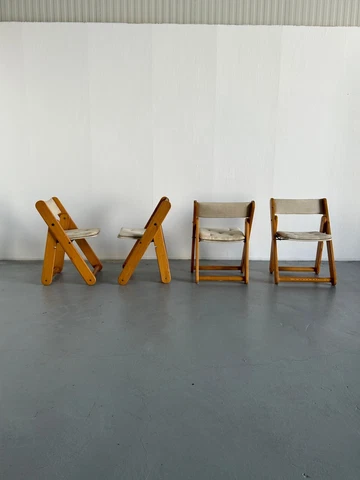 Set of 4 Vintage Solid Pine Kon-Tiki Folding Chairs by Gillis Lundgren for IKEA Cover